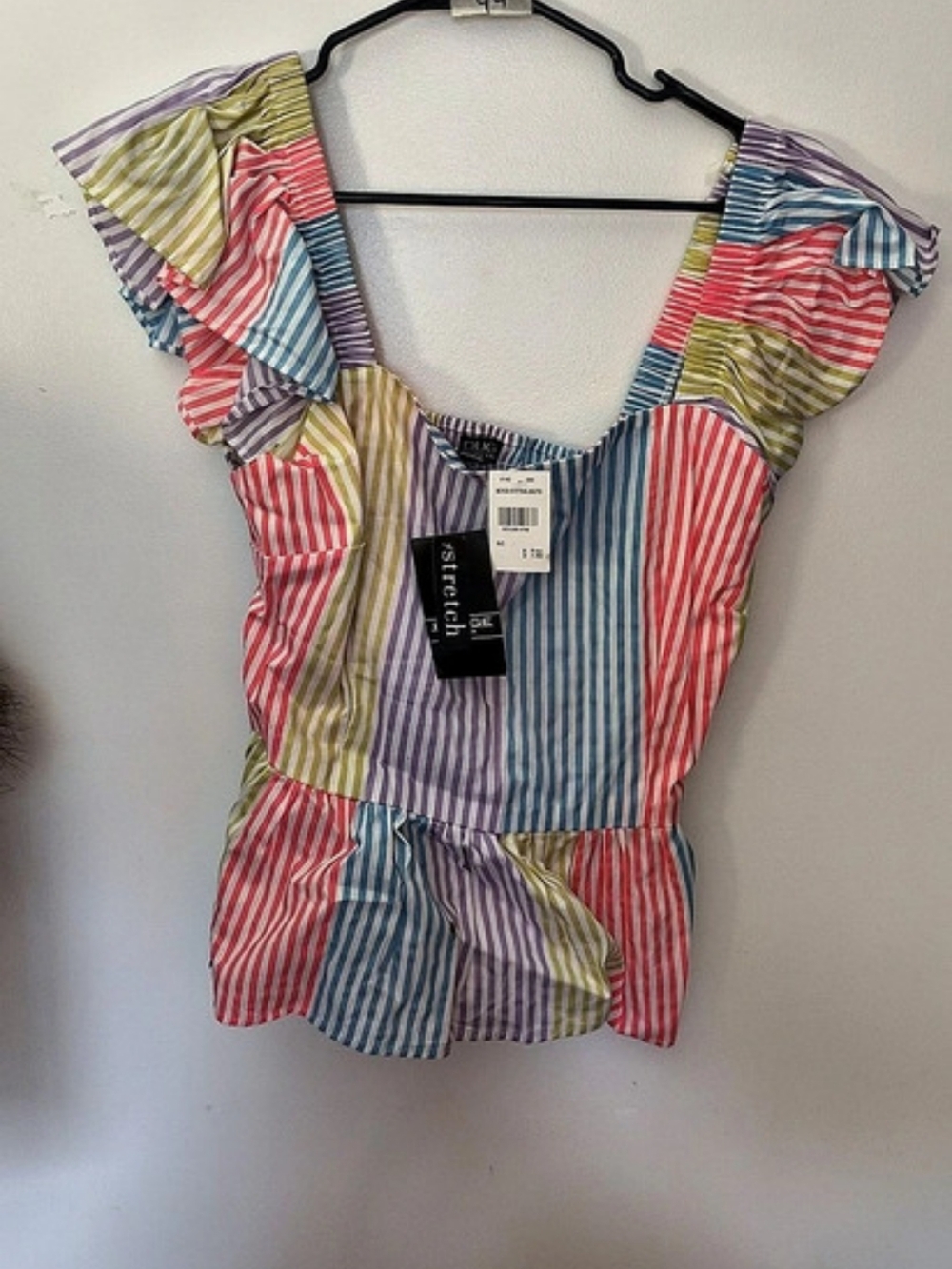 D&G Striped Peplum Blouse in Multicolor Size Medium NWT